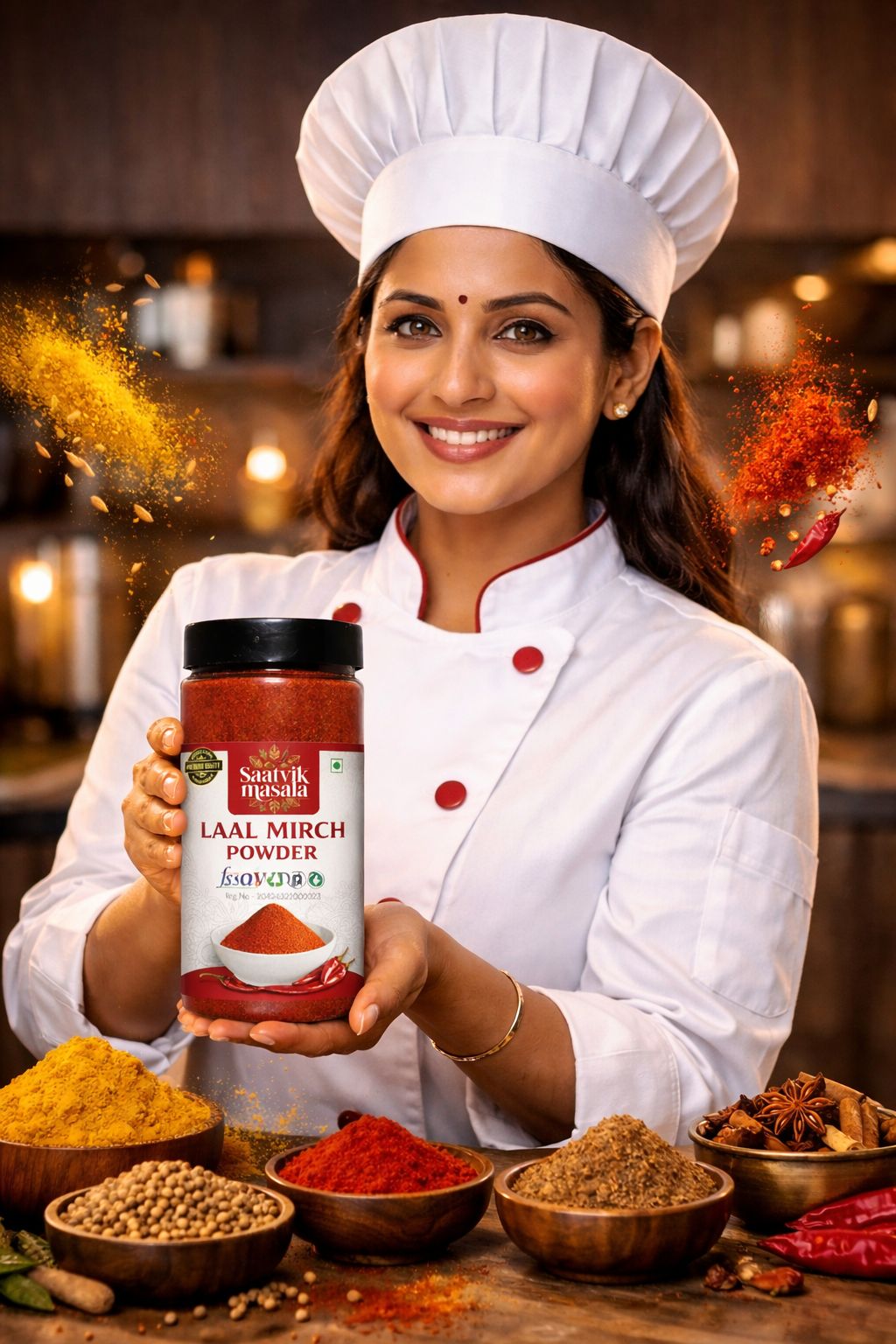 Saatvik Organic Lal Mirch Powder 1kg — 100% Pure Red Chilli | Bulk Pack