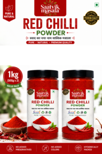 Saatvik Organic Lal Mirch Powder 1kg — 100% Pure Red Chilli | Bulk Pack